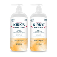 Kirks 3-in-1 cleanser bottle front view for all-in-one daily cleansing.