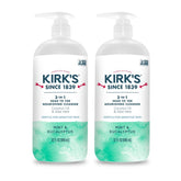 Kirk's 3-in-1 cleanser in a pump bottle for convenient head-to-toe care.