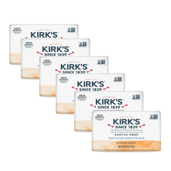 Kirk's Castile Citrus Twist 6-pack front view for sensitive skin.