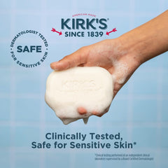Lather-ready Kirk's Castile Citrus Twist soap in action.