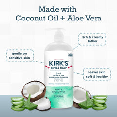 Kirk's mint and eucalyptus scent provides a refreshing wash.