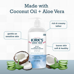 Non-GMO vegan branding on Kirk's packaging emphasizes ethical care