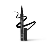 KIRO Soft-Matte Eyeliner carbon black application close-up with smooth glide for precise lines.