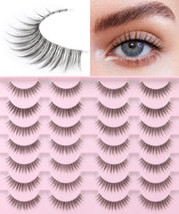 Kiromiro Eyelashes Wispy 10mm pack front view for a natural daytime look.