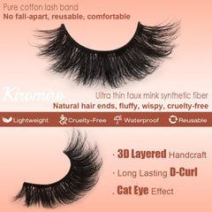 Kiromiro false lashes strip pack for quick full lash look.