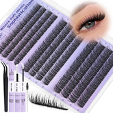 Kiromiro natural lash clusters kit 12-16mm close-up for wispy daily lashes.