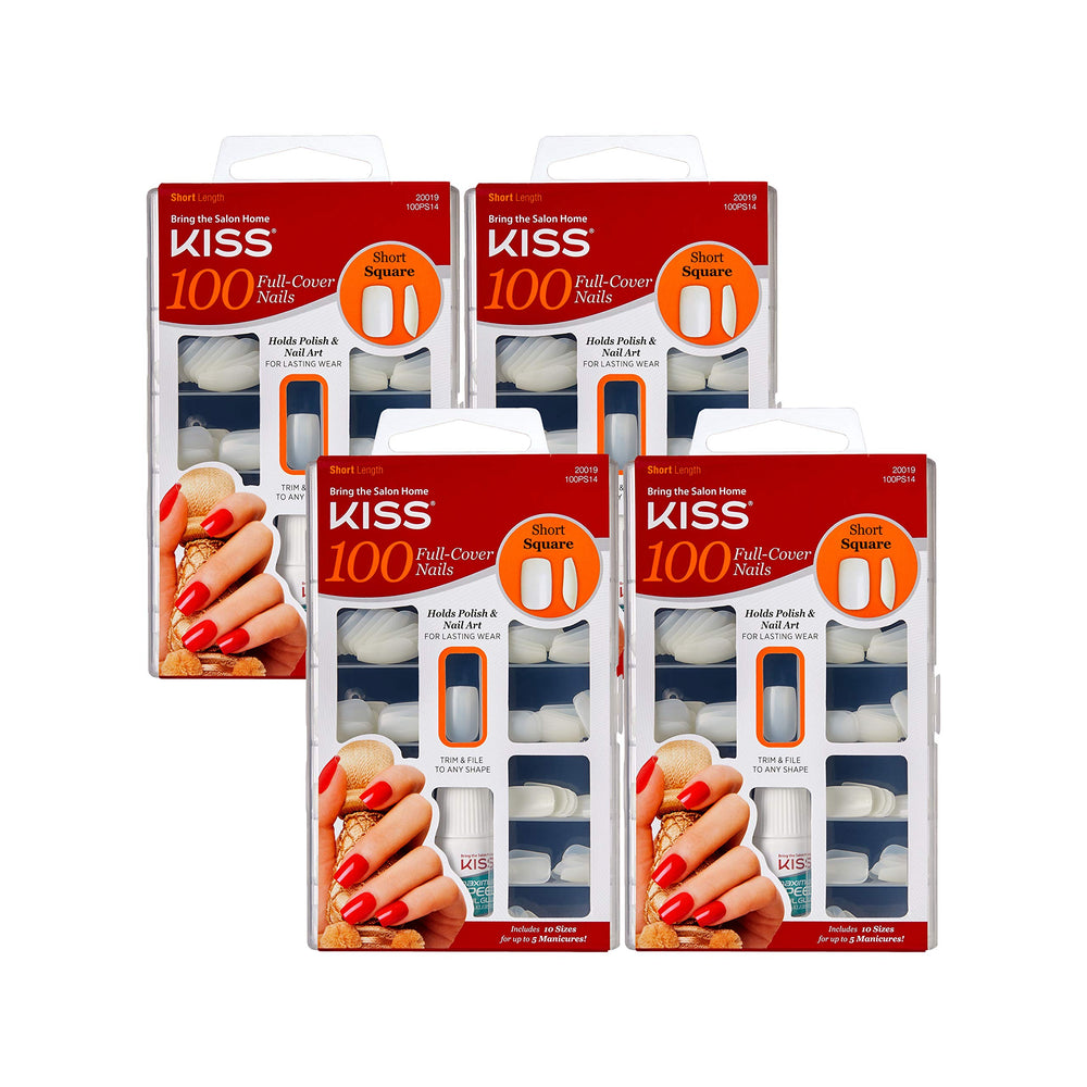 Kiss 100 Full Cover Nails short square shape, nails-application: quick at-home manicure possible.