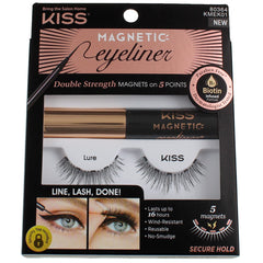 KISS Magnetic Eyeliner and Eyelash Kit Lure pack-3 enables quick, secure lash wear.