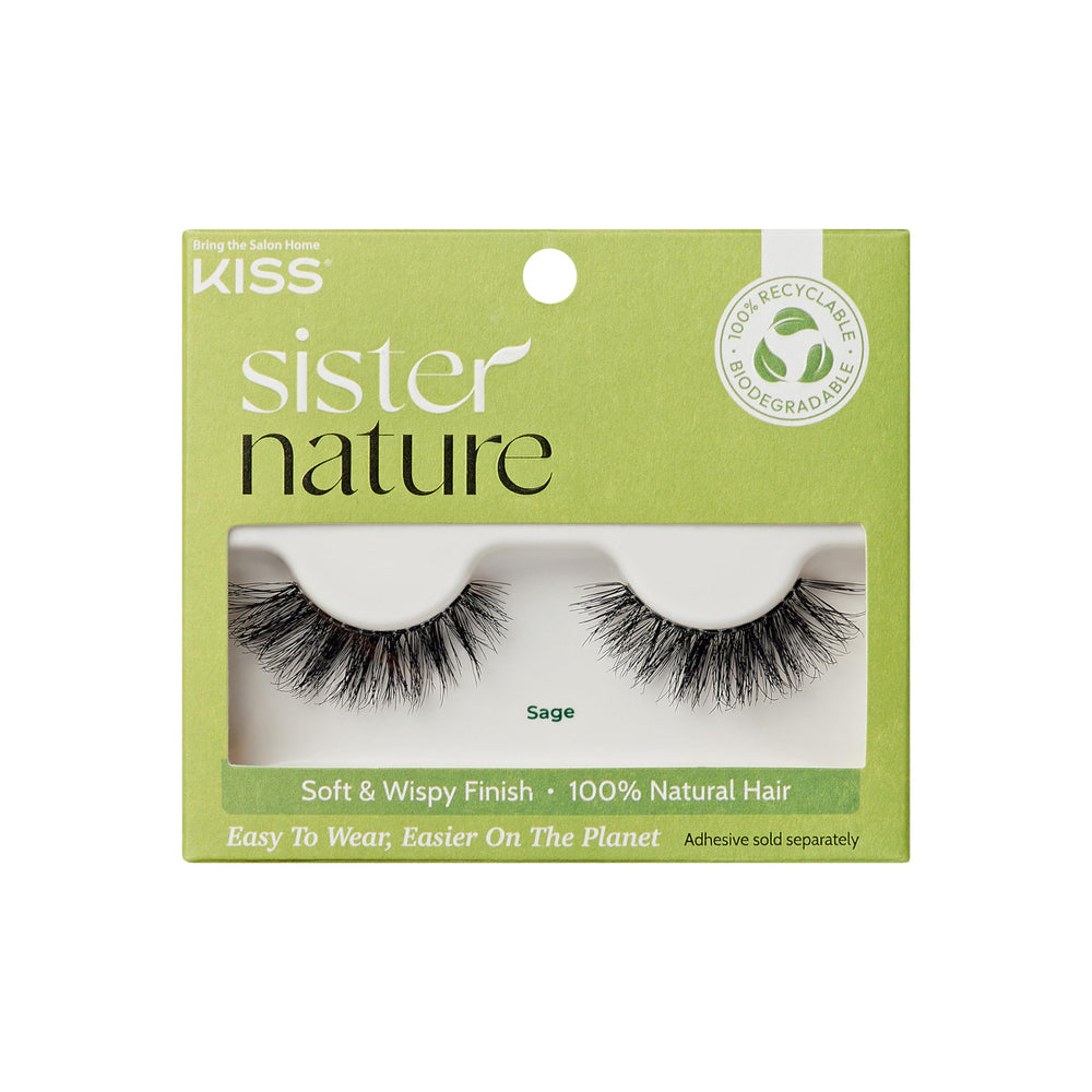 KISS Sister Nature Sage 12 mm lashes offer natural feathery volume.