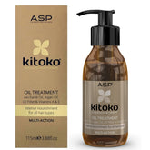 kitoko ASP Haircare Advanced Oil Treatment bottle demonstrates lightweight nourishment for all hair types.