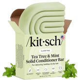 Kitsch conditioner bar packaging highlights eco-friendly design and clean ingredients.