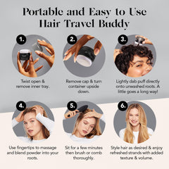 Kitsch dry shampoo powder blends with hair without white cast