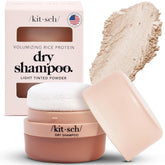 Kitsch dry shampoo rice-protein unscented 8g bottle ready for travel.