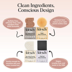 Kitsch exfoliating sugar scrub bar delivering gentle exfoliation and hydration.