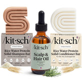 Kitsch rice water shampoo bar close-up for easy, travel-friendly cleansing.