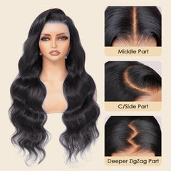 Kkioor 24in wig side part enables versatile styling options.