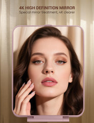 Klarh travel mirror with rose pink ABS frame for durable portability