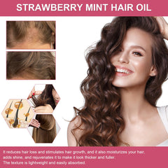 KLIFE Strawberry Mint Growth Oil label close-up highlighting herbal formula