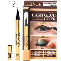 KLINQE Black Eyeliner Lash Glue Pen for precise application and all-day wear.