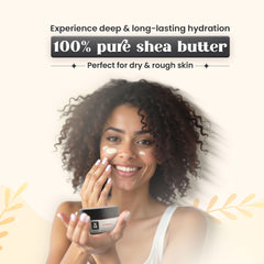 KM KAEME Eternal organic shea butter close-up highlighting creamy texture for daily moisturization.
