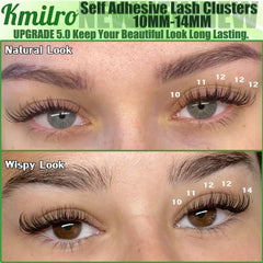 Kmilro eyelash clusters close-up showing ultra-fine fibers blending naturally.