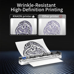 KNAON tattoo stencil printer side view, portable setup for mobile artists.