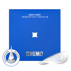 KNEMO RIGHT AWAY patch packaging shown for on the go blemish care