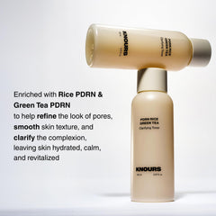 Knours PDRN Rice & Green Tea Toner texture shot suggests smooth, balanced skin after use.