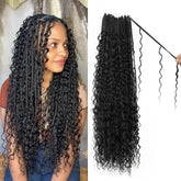 Knovotch Boho Crochet Braids 18-inch goddess braids close-up showing natural curls for everyday wear.