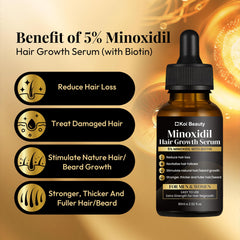 Koi Beauty hair growth serum close-up highlights key ingredients for follicle support.