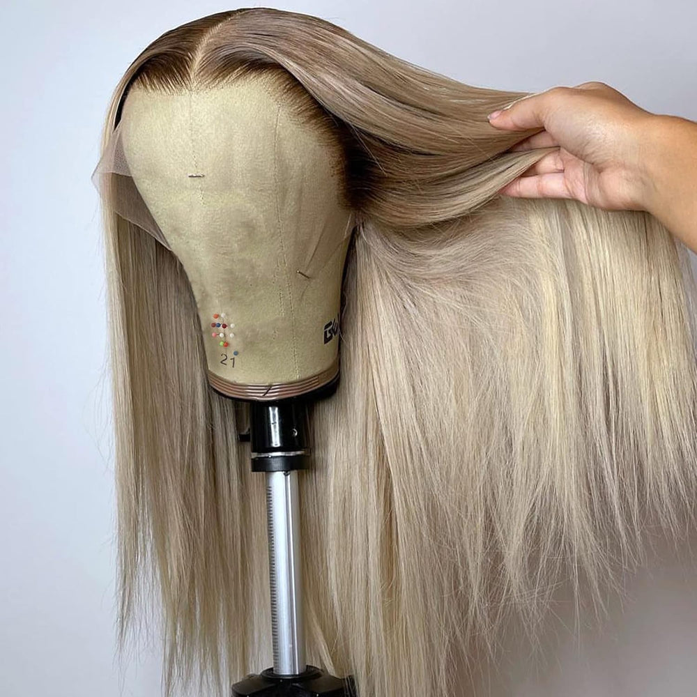 Koinu Ash Blonde Wig 13x4 front view with natural lace front for seamless parting