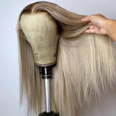 Koinu Ash Blonde Wig 13x4 front view with natural lace front for seamless parting