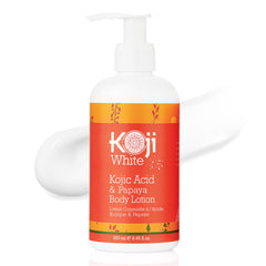Koji White kojic-acid papaya body lotion bottle showcasing hydration-ready formula.