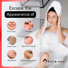 kojie-san soap ingredients label highlights coconut oil and tea tree