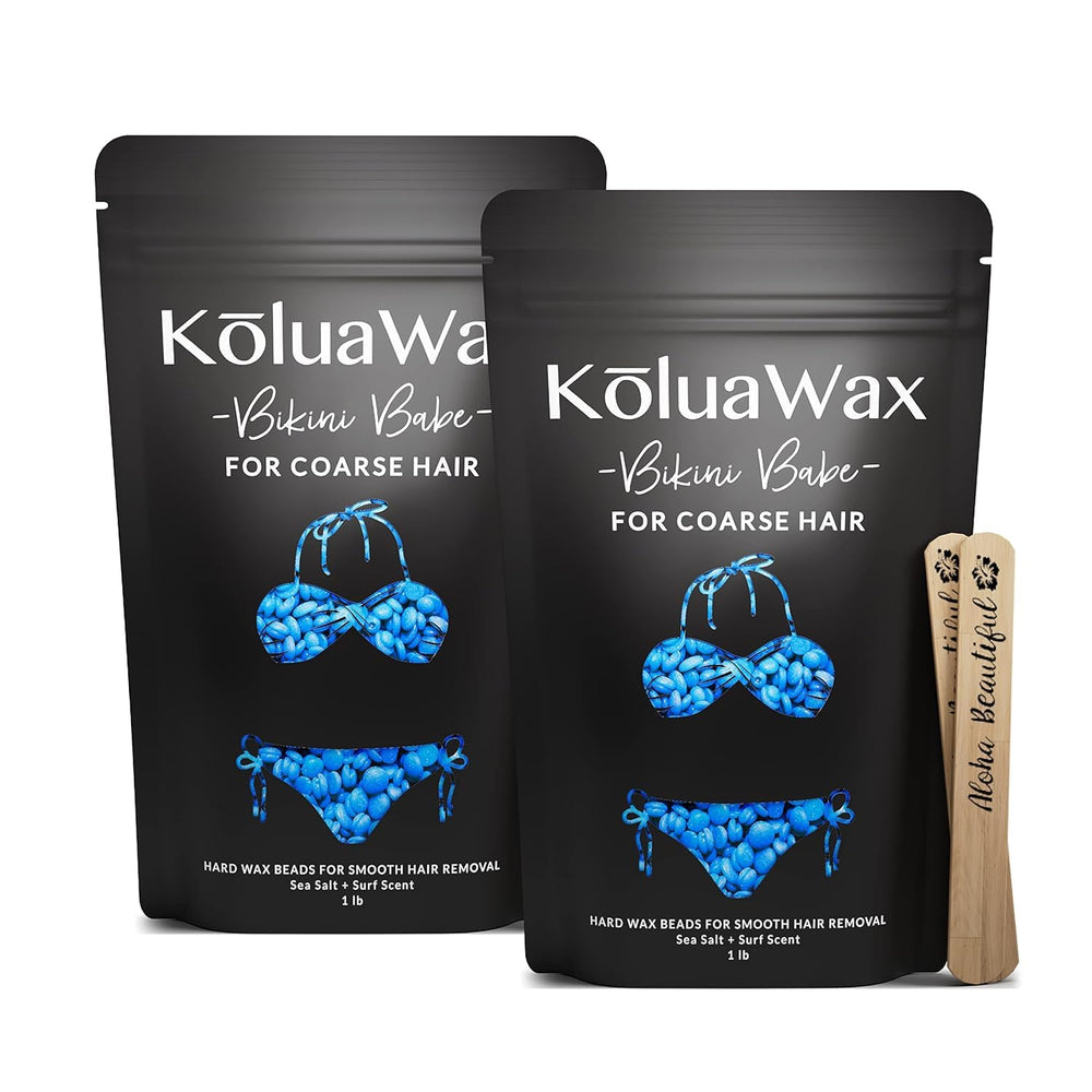 KoluaWax hard wax beads in sea salt pack ready for at-home waxing.