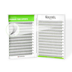 Kolybel premade lash fans 10D 9mm pack shot showing design and volume potential