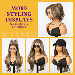 KOME glueless wig with stretchy memory cap and sweat grip for secure wear.