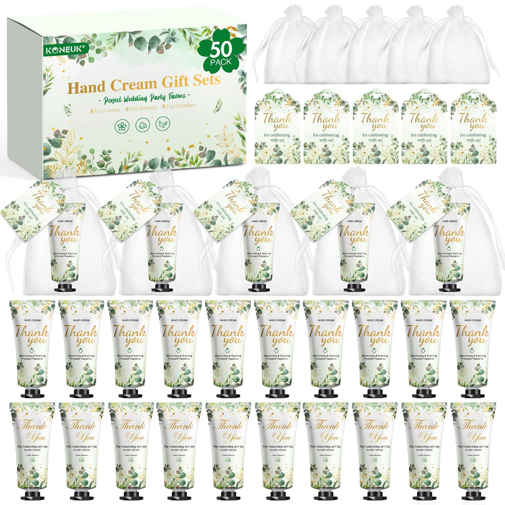 KONEUK 50-pack hand cream gift set packaging for weddings enhances guest experience.