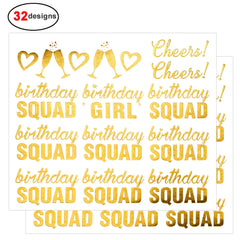 Konsait metallic flash tattoos celebrate Birthday Squad with glam accents.