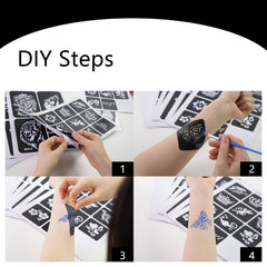 Koogel reusable PVC tattoo stencils ensure non-toxic, tear-resistant body art application.