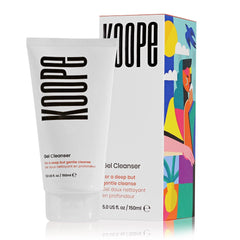 Koope Gel Face Wash bottle front shows minimalist packaging for all skin types.