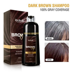 KooSwalla application on hair shows even color distribution for natural brown shade.