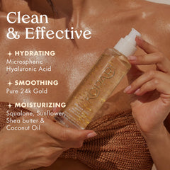 Kopari Golden Aura hyaluronic acid detail highlights deep hydration potential.