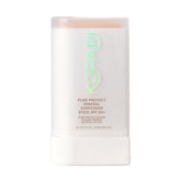 Kopari Pure Protect SPF 50+ stick applying clear sunscreen on face and body for easy protection.