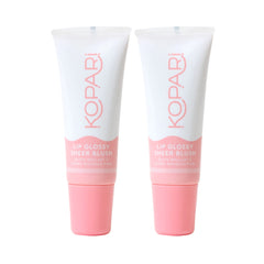 Kopari Sheer Blush Lip Glossy 2pk front view for a soft, glassy lip shine