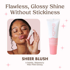 Kopari Sheer Blush Lip Glossy 2pk wand close-up highlighting smooth applicator