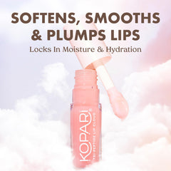 Kopari Tri-Peptide Lip Cloud dispense demonstrates precise, comfortable application for smoother lips.