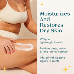 Kopari Ultra Restore Butter applied to elbows, heels, and hands for deep moisture