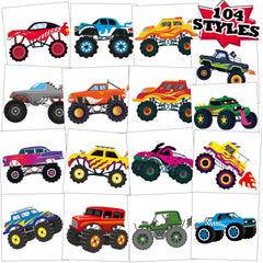 Kopokita Monster Truck Tattoo pattern 01 for waterproof kids' party fun.