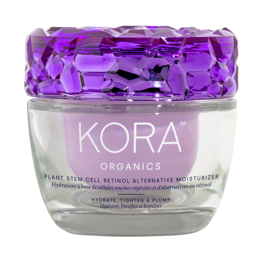 KORA Organics Plant Stem Cell Retinol Alternative Moisturizer bottle for daily hydration.